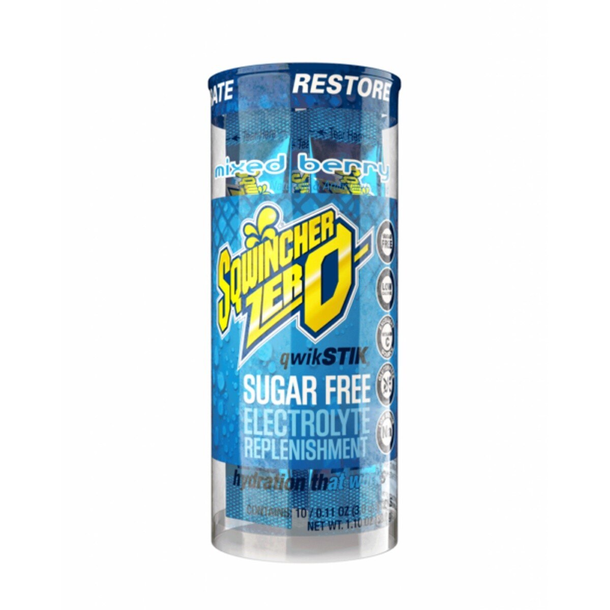 Sqwincher 159060118 Mixed Berry Sugar Free Electrolyte Drink Mix Tubes 20 fl oz Yield