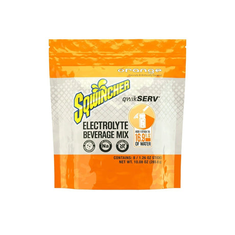 Sqwincher 159060900 QwikServ Orange Electrolyte Beverage Mix Powder 1.26 oz Yields 16.9 fl oz