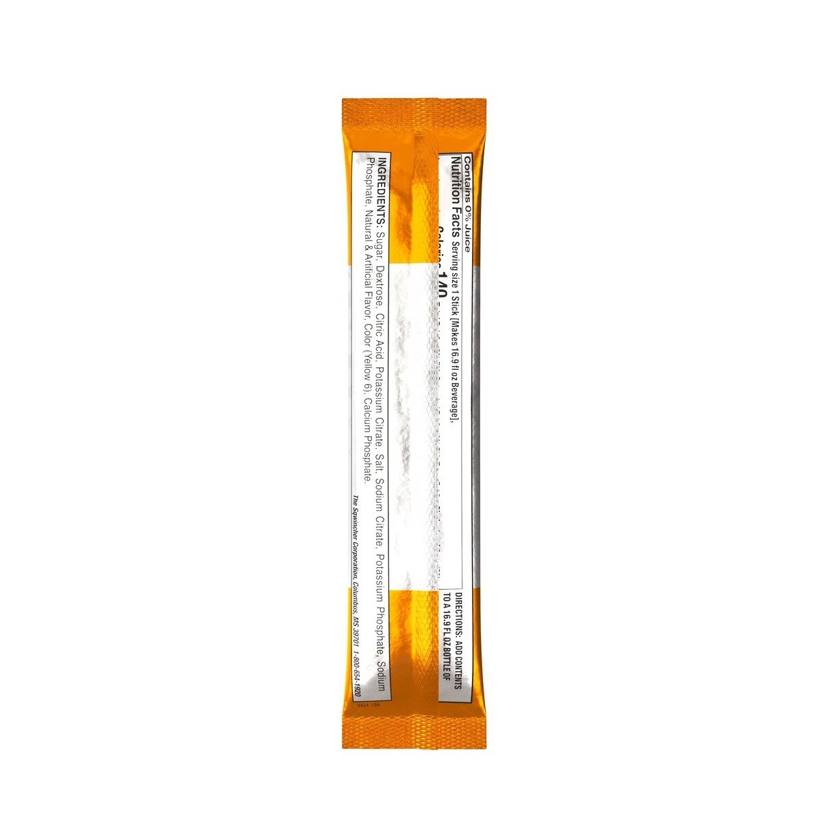 Sqwincher 159060900 QwikServ Orange Electrolyte Beverage Mix Powder 1.26 oz Yields 16.9 fl oz - 5