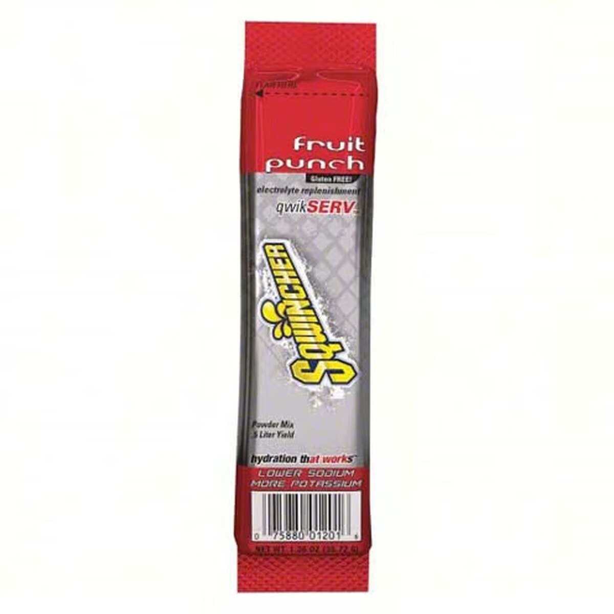 Sqwincher 159060901 Fruit Punch QwikServ Electrolyte Powder Mix 1.26 oz Makes 16.9 fl oz