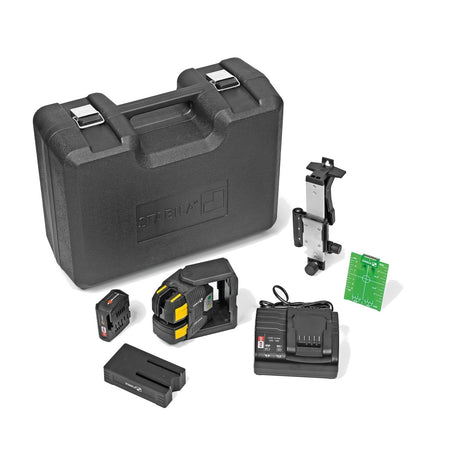 Stabila 03520 LAX 500 G Green Crossline and Plumb Point Laser Kit with 12V CAS Battery (7 Piece Kit)