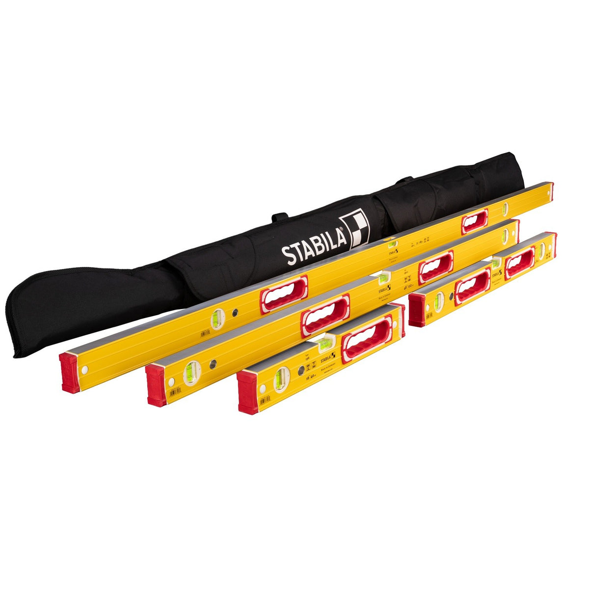 Stabila 48472 Type 196-2 Aluminum Level Set with Carrying Case 16" 24" 48" 72" (4 Levels)
