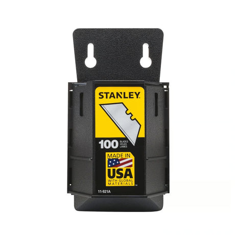 Stanley 11-921J 2.4" High Carbon Steel Heavy Duty Utility Blade Dispenser with Wall Mount (100 Pack)