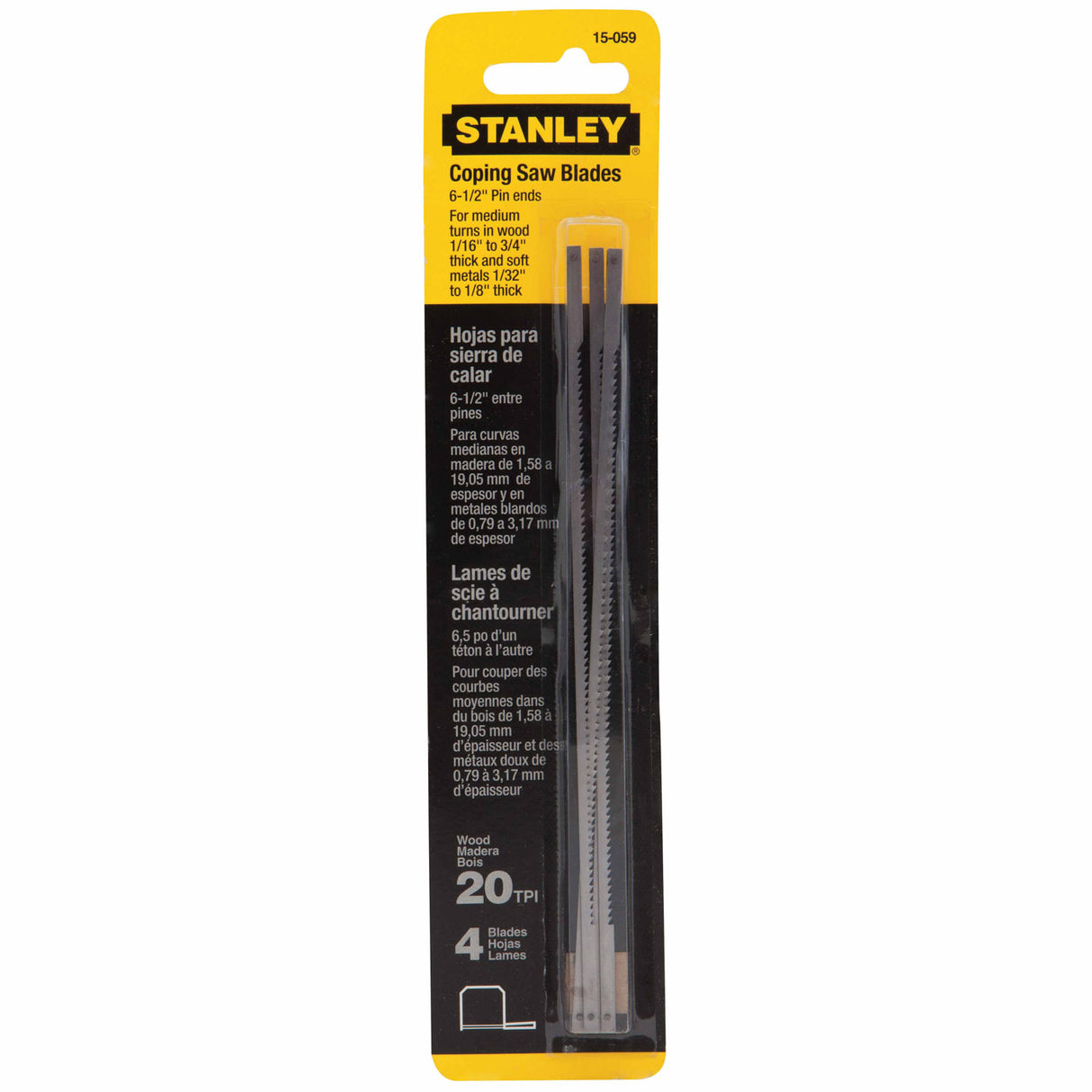 Stanley 15-059 Coping Saw Blade 20 TPI - 4 Pack