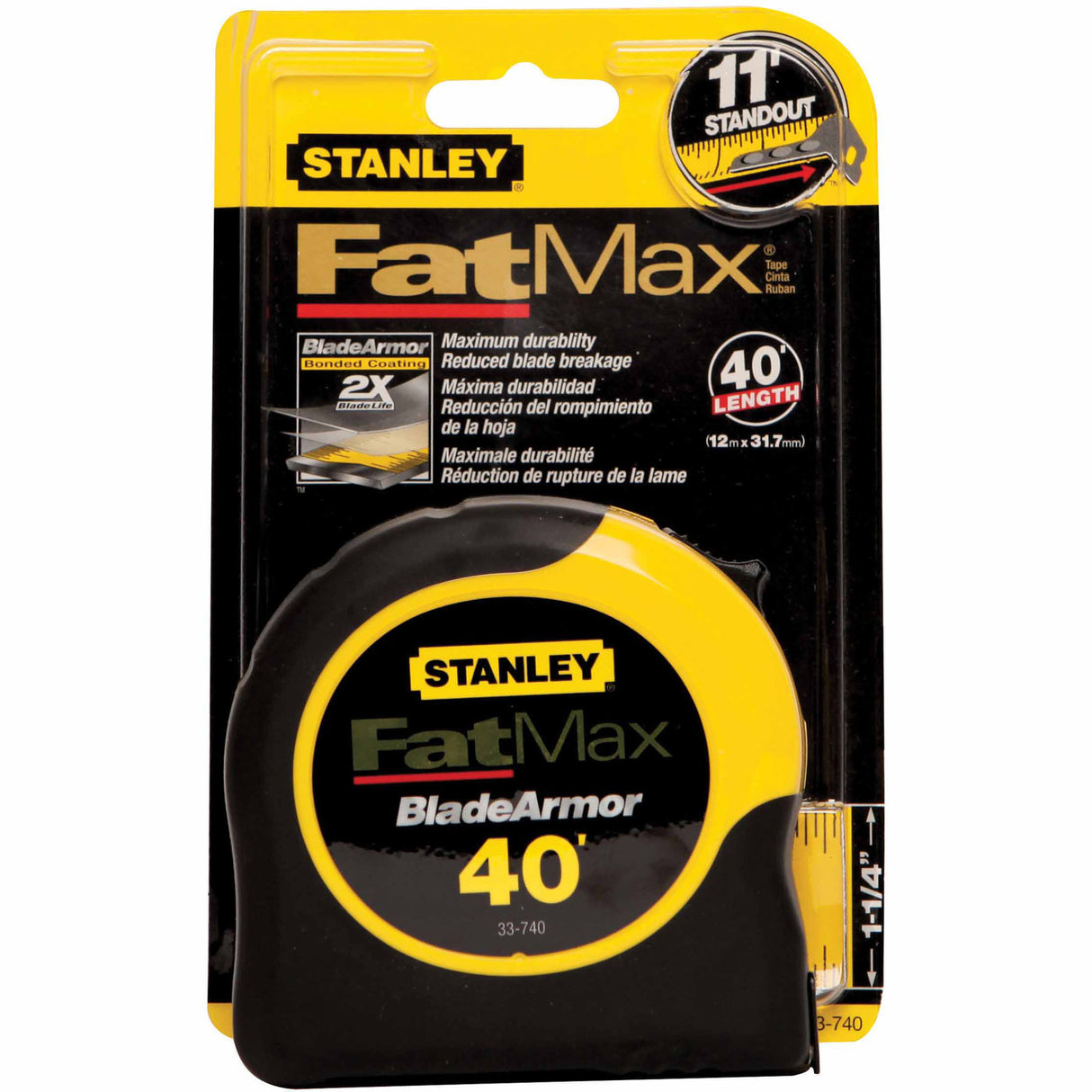 Stanley 33-740L FatMaxTape Rule w/ BladeArmor™ Coating 1-1/4" X 40' - 2