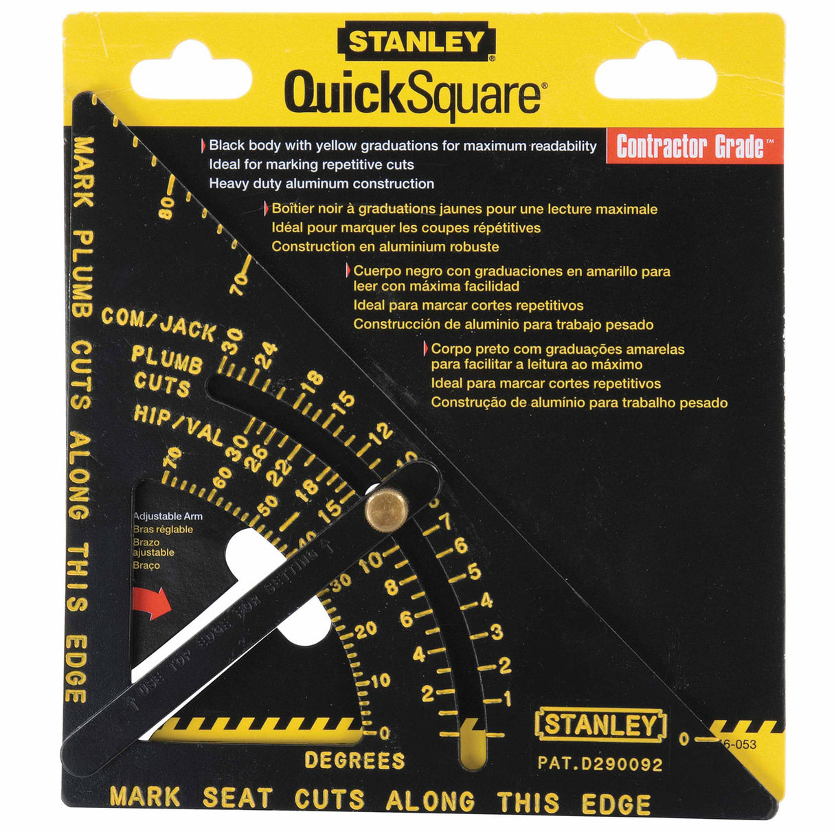 Stanley 46-053 Premium Adjustable QuickSquare™ Layout Tool – 6-3/4" - 2