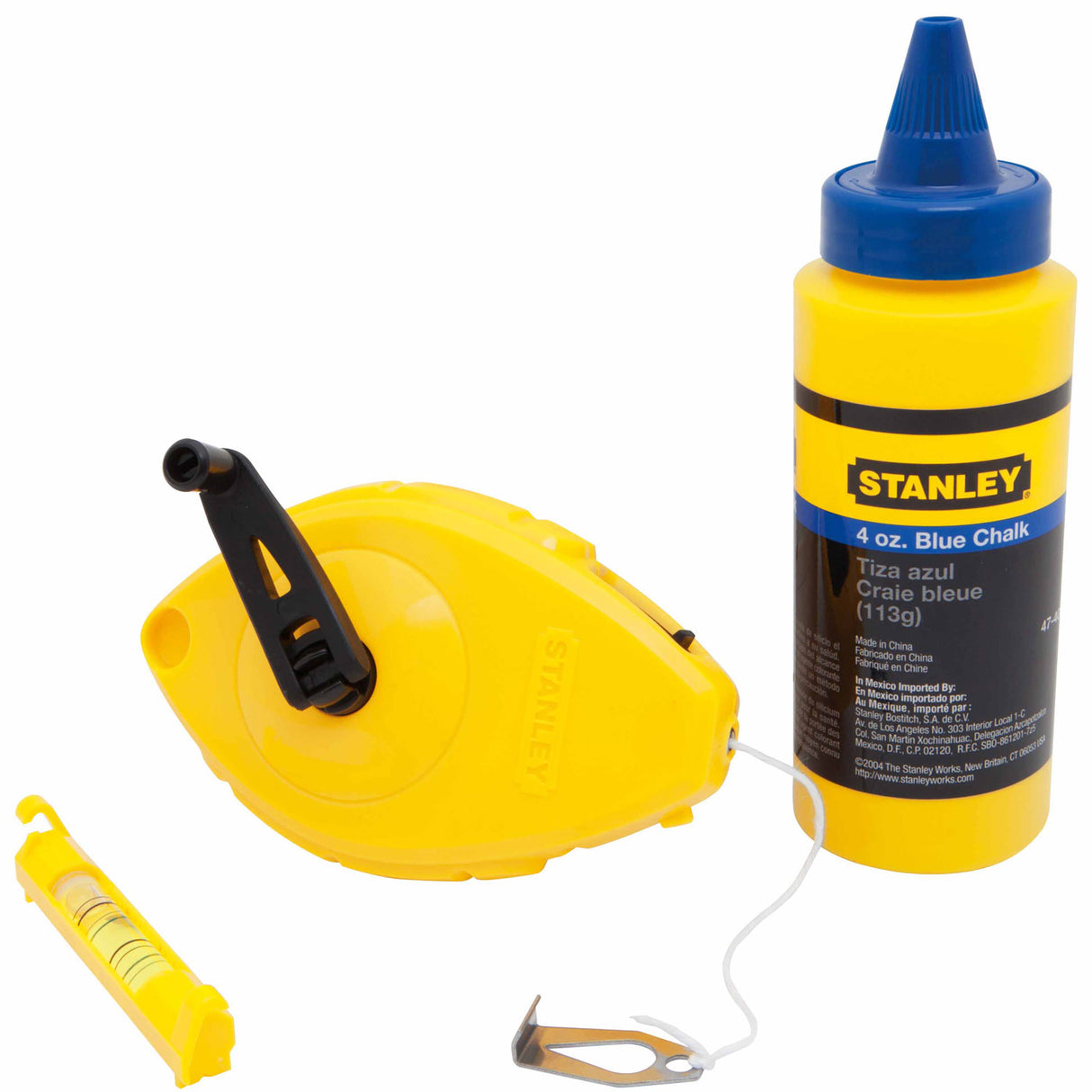 Stanley 47-443 Chalk Reel w/ 4 Oz Blue Chalk & Line Level - 2