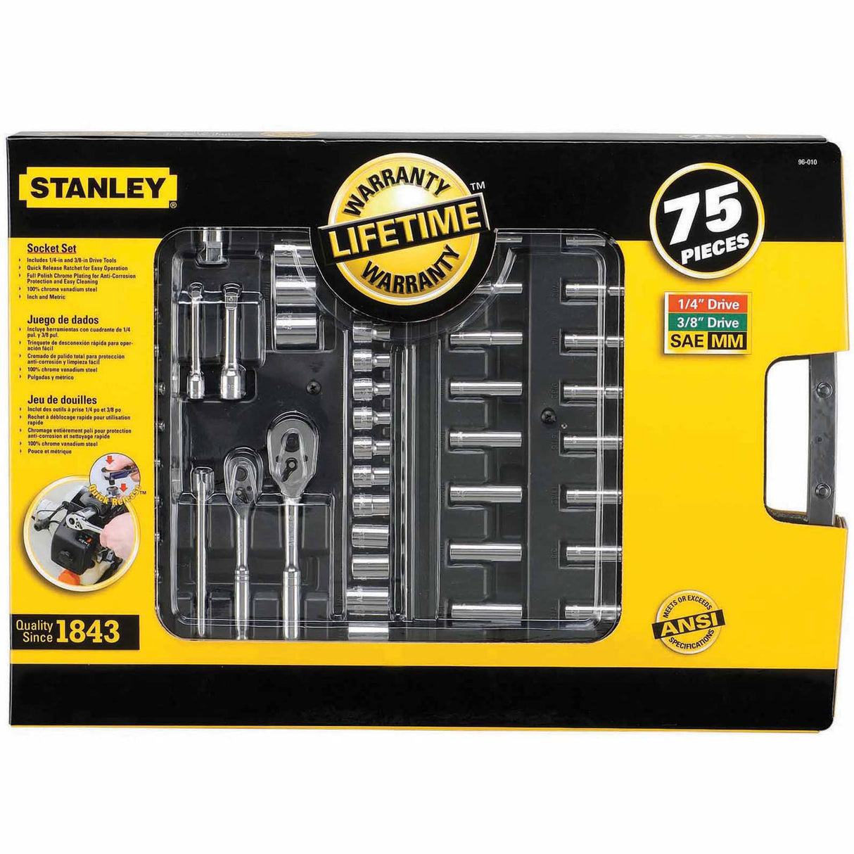 Stanley 96-010 75 Piece Mechanic's Tool Set - 2