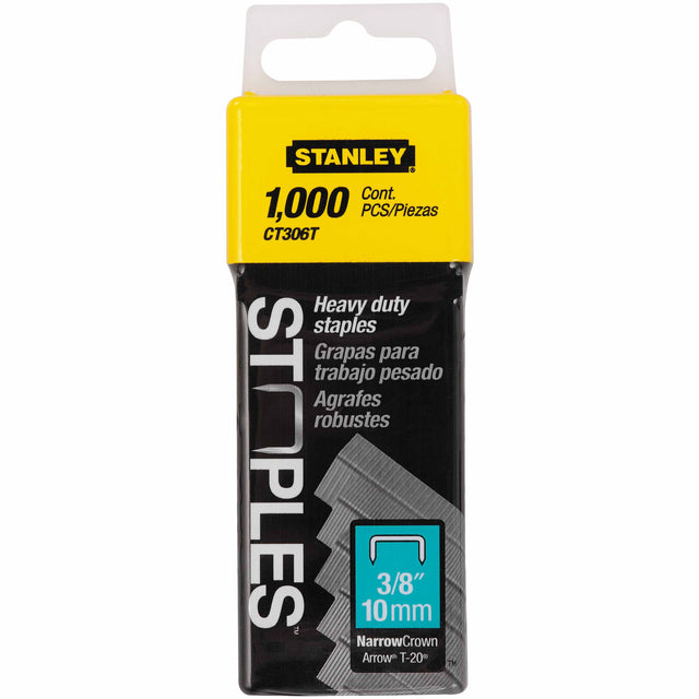 Stanley CT306T Heavy Duty Flat Narrow Crown Staples 3/8" - 1,000 Pack