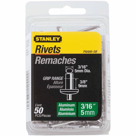 Stanley PAA66-5B Aluminum Rivets 3/16" X 3/8" - 50 Pack