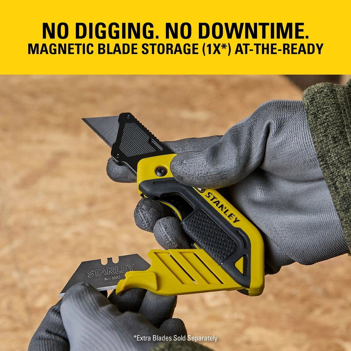 Stanley STHT10521 7.95" Fixed Blade Folding Utility Knife with Textured Grip and Belt Clip - 2