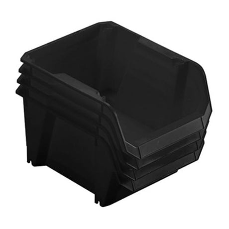 Stackable Polypropylene Storage Bin, Black Bin #3 4 Pack