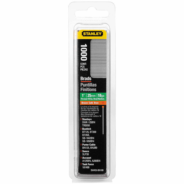 Stanley SWKBBN100 Brad Nails Brown 1" - 1,000 Pack