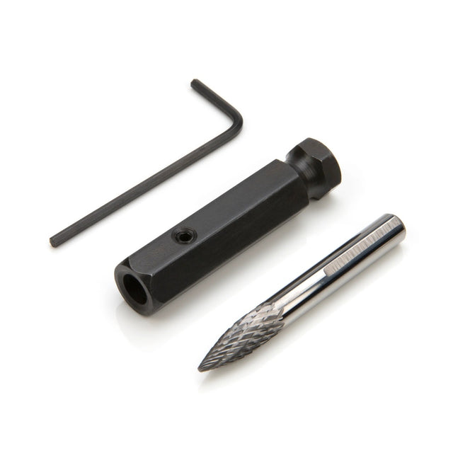 Steelman Pro 18241A 1/4 Inch Carbide Double Cut Burr for Tire Repair Dressing with Adapter (1 Pack)