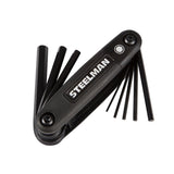 Steelman Pro 41928 Folding Hex Key Wrench Tool Set SAE Metric Torx Chamfered Ends Rubberized Grip 4.25 in. x 2.50 in. x 1.50 in. (3 Piece Set) - 5