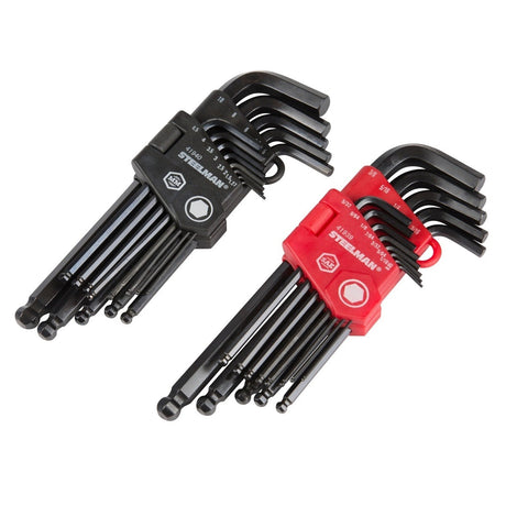Steelman Pro 41938 Long Arm Ball End Hex Key Wrench Set SAE Metric (26 Piece Set)