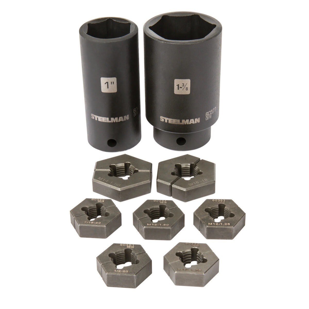Steelman Pro 60375 9-Piece Split Die Wheel Stud Repair and Rethreading Kit with Indexing Pins and 2 Sockets (9 Piece Set) - 3
