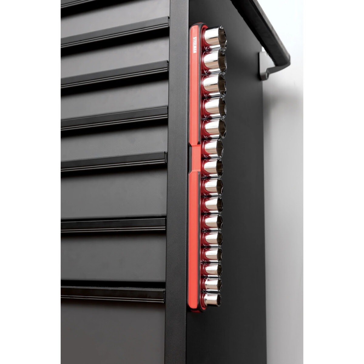 Steelman Pro 75106 18.5 in. Magnetic Steel Socket Storage and Parts Accessory Tray - 4