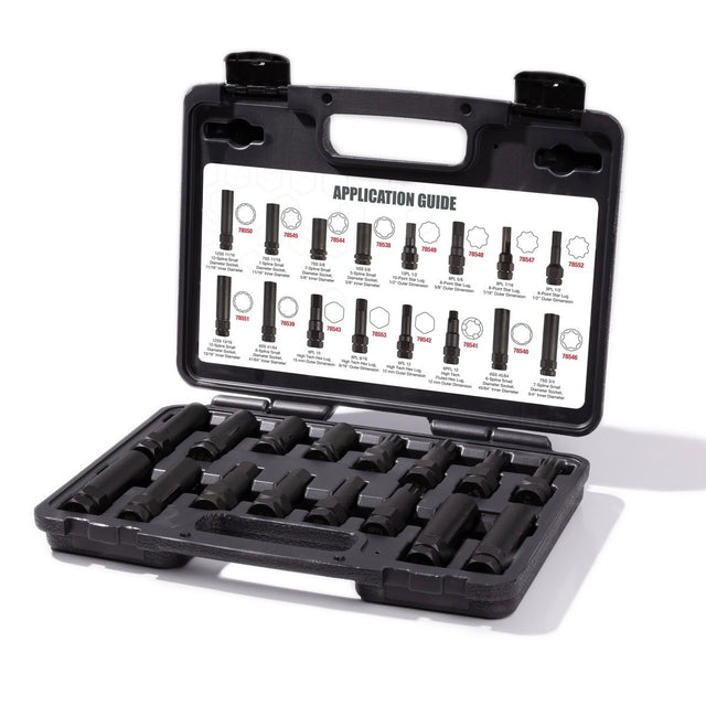 Steelman Pro 78537 Locking Lug Nut Master Key Set with Double-Hex Thin-Walled Extra-Long Keys (16 Piece Set)