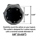 Steelman Pro 78538 5-Spline 5/8 in. Socket-Style Locking Lug Nut Key for Aftermarket Lug Nuts - 4
