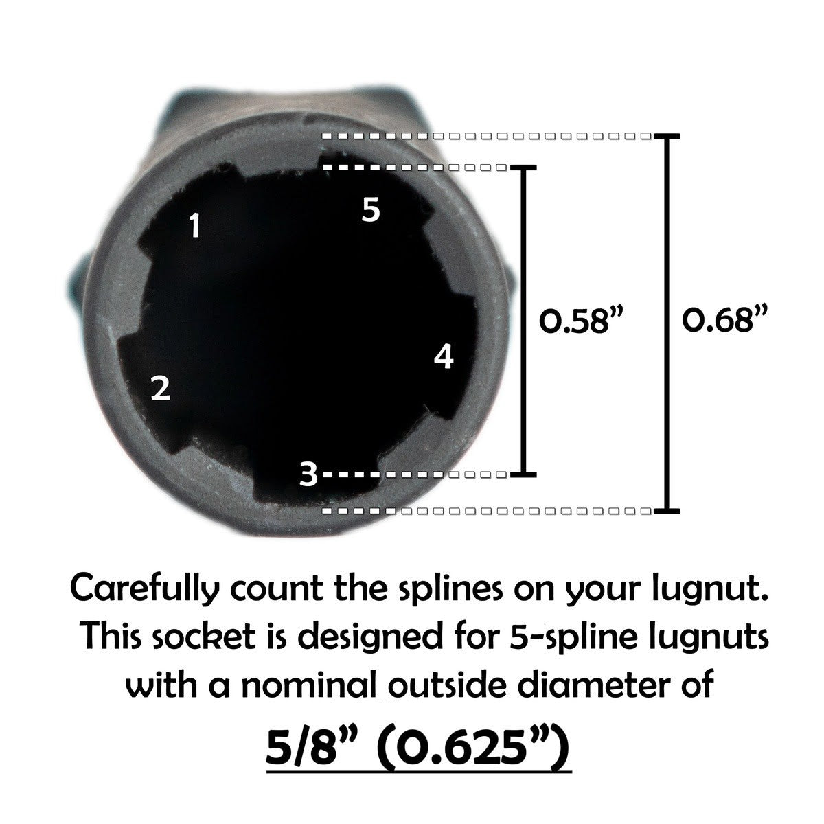 Steelman Pro 78538 5-Spline 5/8 in. Socket-Style Locking Lug Nut Key for Aftermarket Lug Nuts - 4