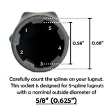 Steelman Pro 78538 5-Spline 5/8 in. Socket-Style Locking Lug Nut Key for Aftermarket Lug Nuts - 4