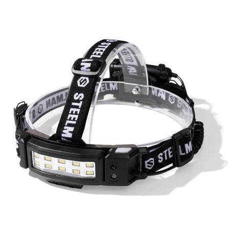 Steelman Pro 79052 Slim Profile 250 Lumen Motion Activated LED Headlamp with Rear Safety Red Blinker, 20 m Beam and IP65 Water Resistance