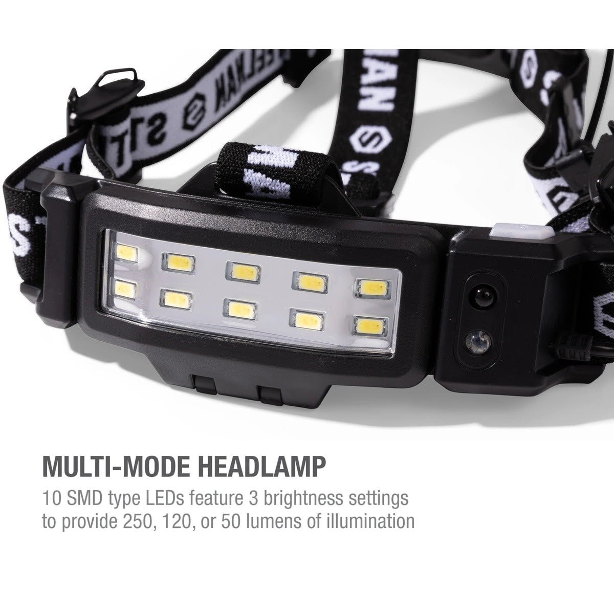 Steelman Pro 79052 Slim Profile 250 Lumen Motion Activated LED Headlamp with Rear Safety Red Blinker, 20 m Beam and IP65 Water Resistance - 4