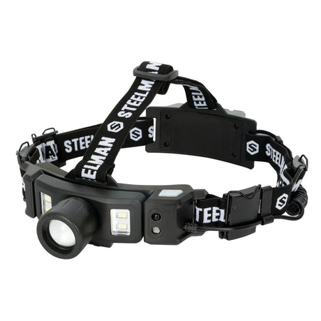 Steelman Pro 79379 Rechargeable Motion-Sensing Focusing LED Headlamp with Rear Safety Light Up to 260 Lumens