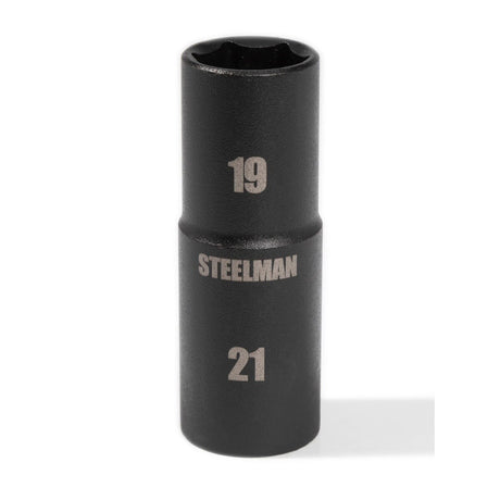 Steelman Pro 79400 1/2-Inch Drive 19mm x 21mm 6-Point Thin Wall Impact Flip Socket
