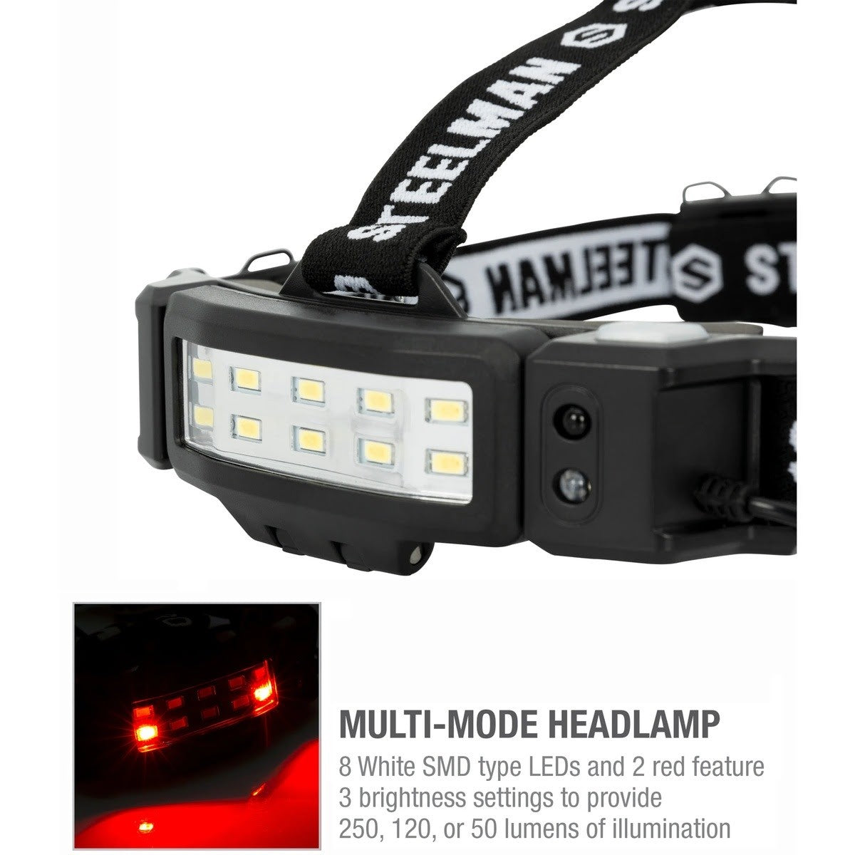Steelman Pro 79417 Motion Activated 250 Lumen LED Headlamp with Red Night Vision - 3