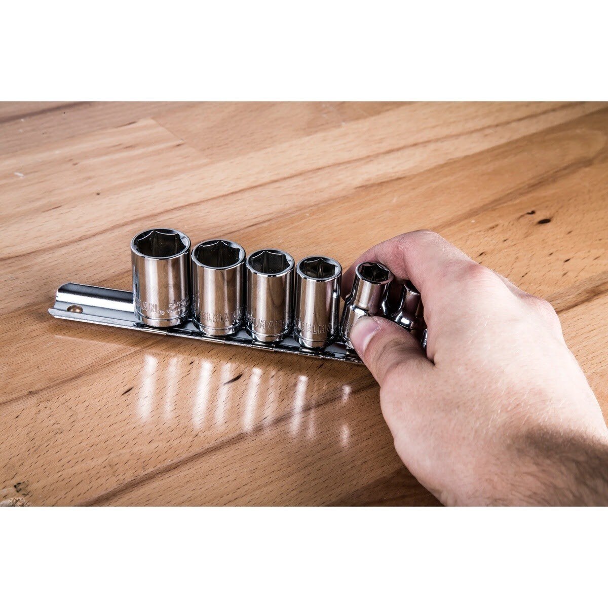 Steelman Pro 95679 7 Inch 3/8 Inch Drive Steel Socket Rail with 6 Sliding Clips (6 Piece) - 6