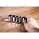 Steelman Pro 95679 7 Inch 3/8 Inch Drive Steel Socket Rail with 6 Sliding Clips (6 Piece) - 6
