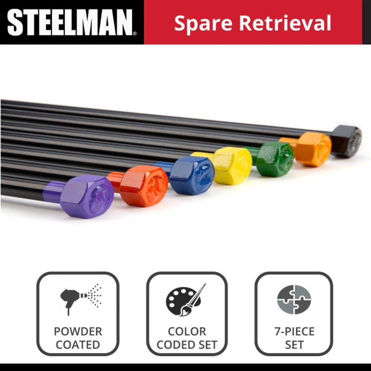 Steelman Pro 96090A 7-Piece Spare Tire Retrieval Tool Kit for Cradle-Suspended Tires, 30 in. Tools (7 Piece Set) - 5