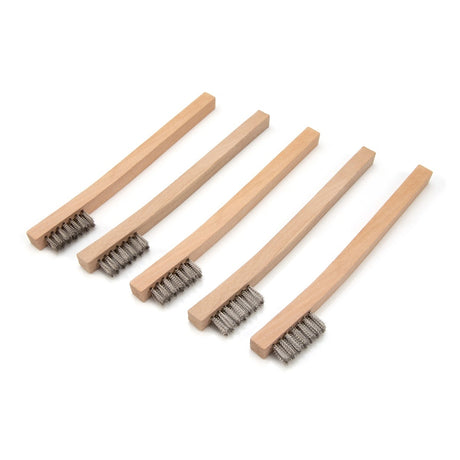 Steelman Pro 99089 Stainless Steel 1200-Bristle Wire Brush with Wood Handle 8 in. (5 Pack)
