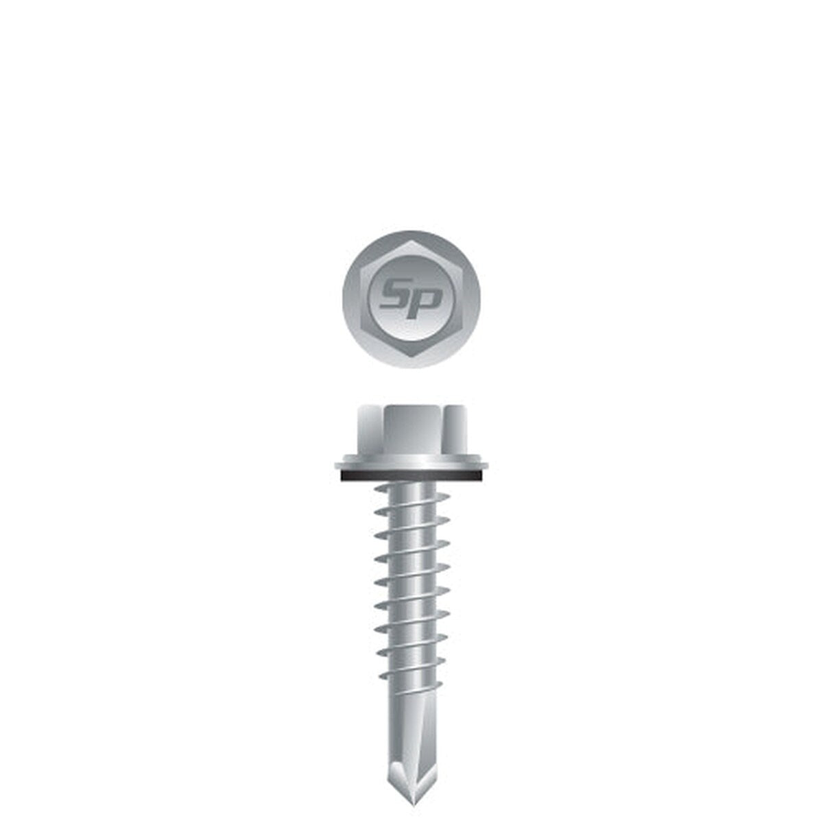 Strong-Point HA1032CV #10 x 2" Hex Tek 3 Self-Drilling Screw with Bonded Neo Washer and Strong Shield Coating (300 Pack)