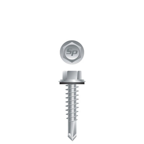 Strong-Point HA1032CV #10 x 2" Hex Tek 3 Self-Drilling Screw with Bonded Neo Washer and Strong Shield Coating (300 Pack)