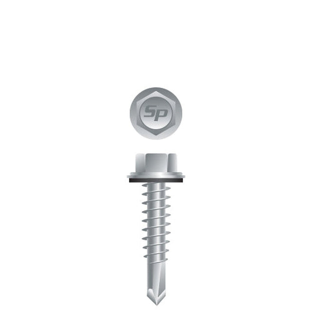 Strong-Point HA1032CV #10 x 2" Hex Tek 3 Self-Drilling Screw with Bonded Neo Washer and Strong Shield Coating (300 Pack)