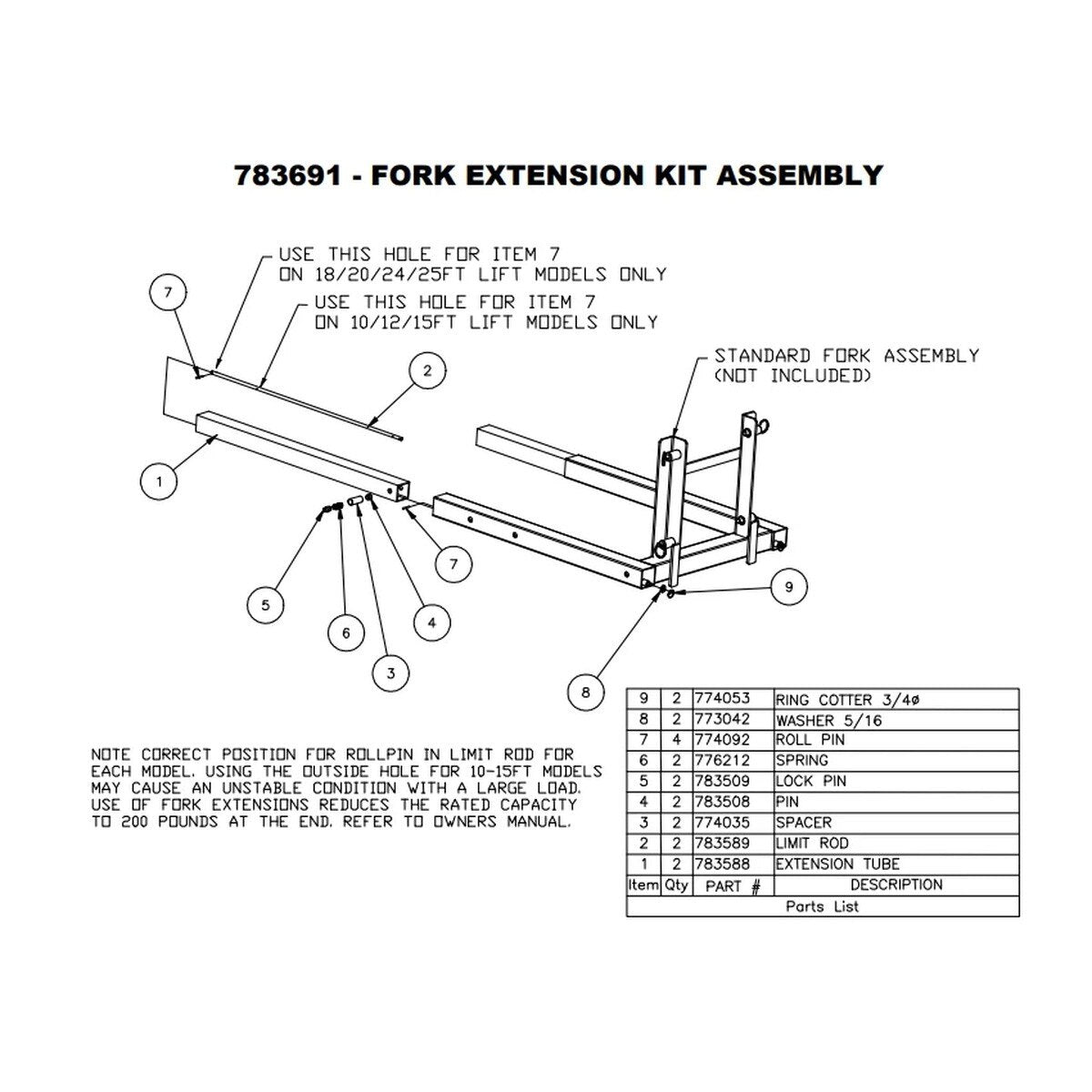 Sumner 776212 Replacement Spring for Fork Extension Kit Assembly - 2