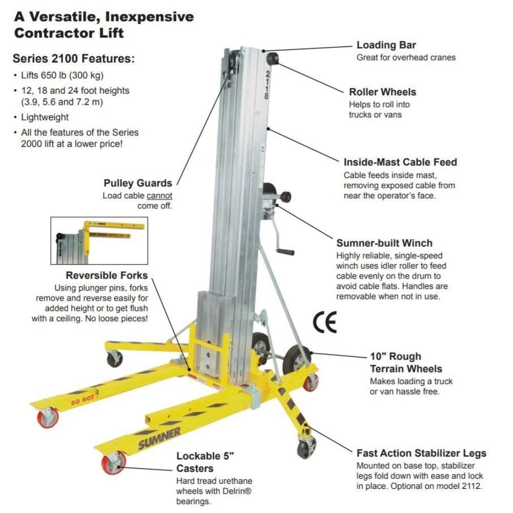 Sumner 783227 2124 24' Galvanized Series 2100 Contractor Lift, 650 lbs capacity - 2