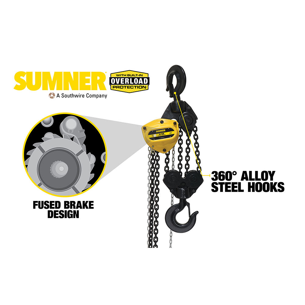 Sumner PCB1KC10WO 10T Chain Hoist 10' Lift and Overload Protection - 2