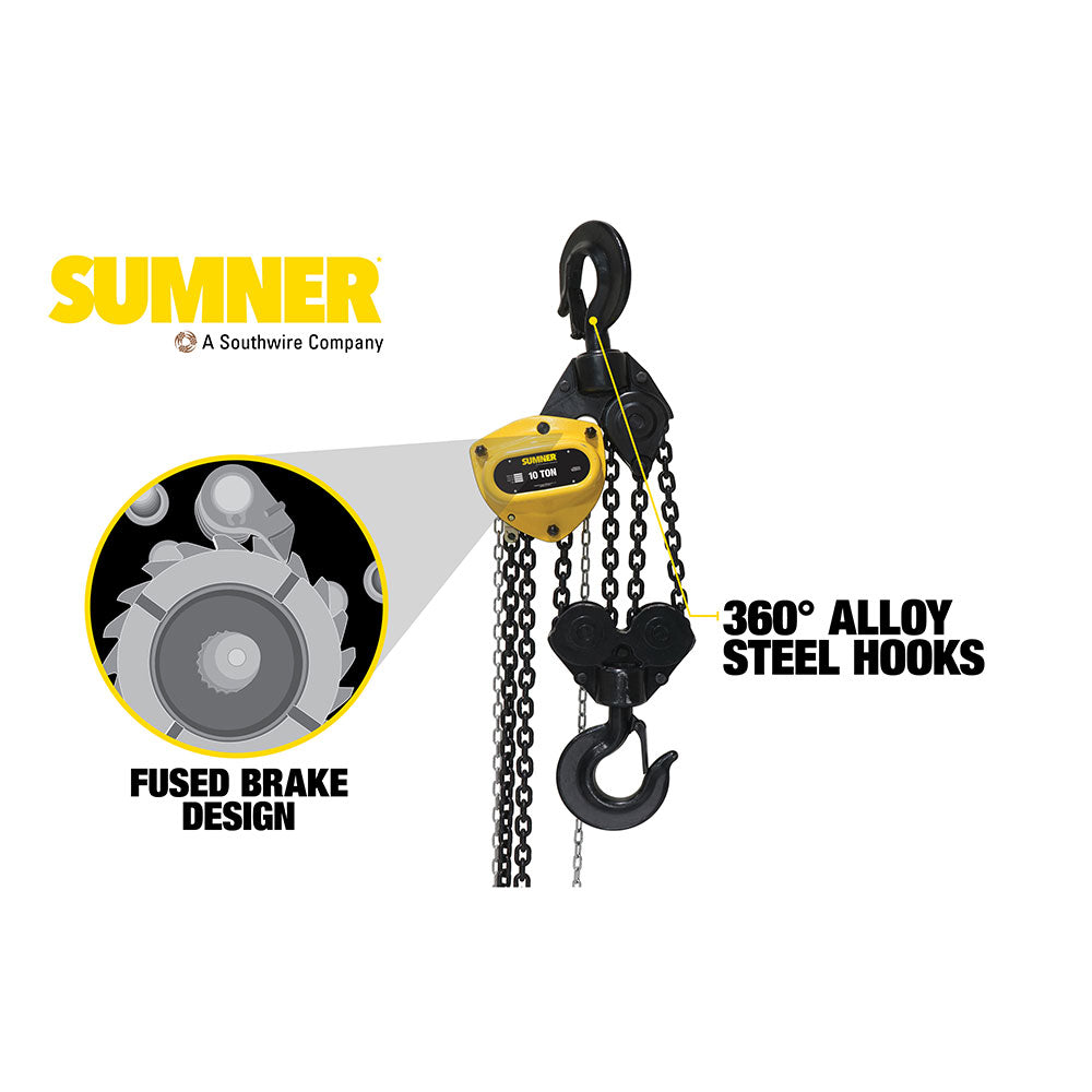 Sumner PCB1KC10 10T Chain Hoist 10' Lift - 2