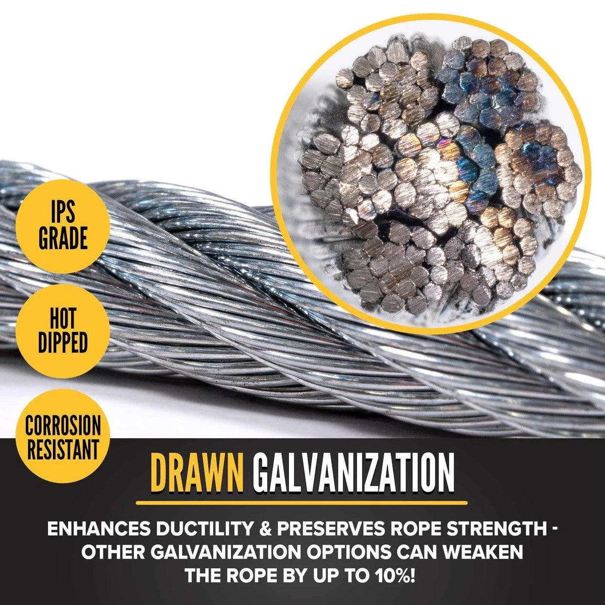 T.C. International 25062 3/8" x 1000' 7x19 Galvanized Aircraft Cable Roll - 2