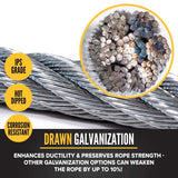 T.C. International 25062 3/8" x 1000' 7x19 Galvanized Aircraft Cable Roll - 2
