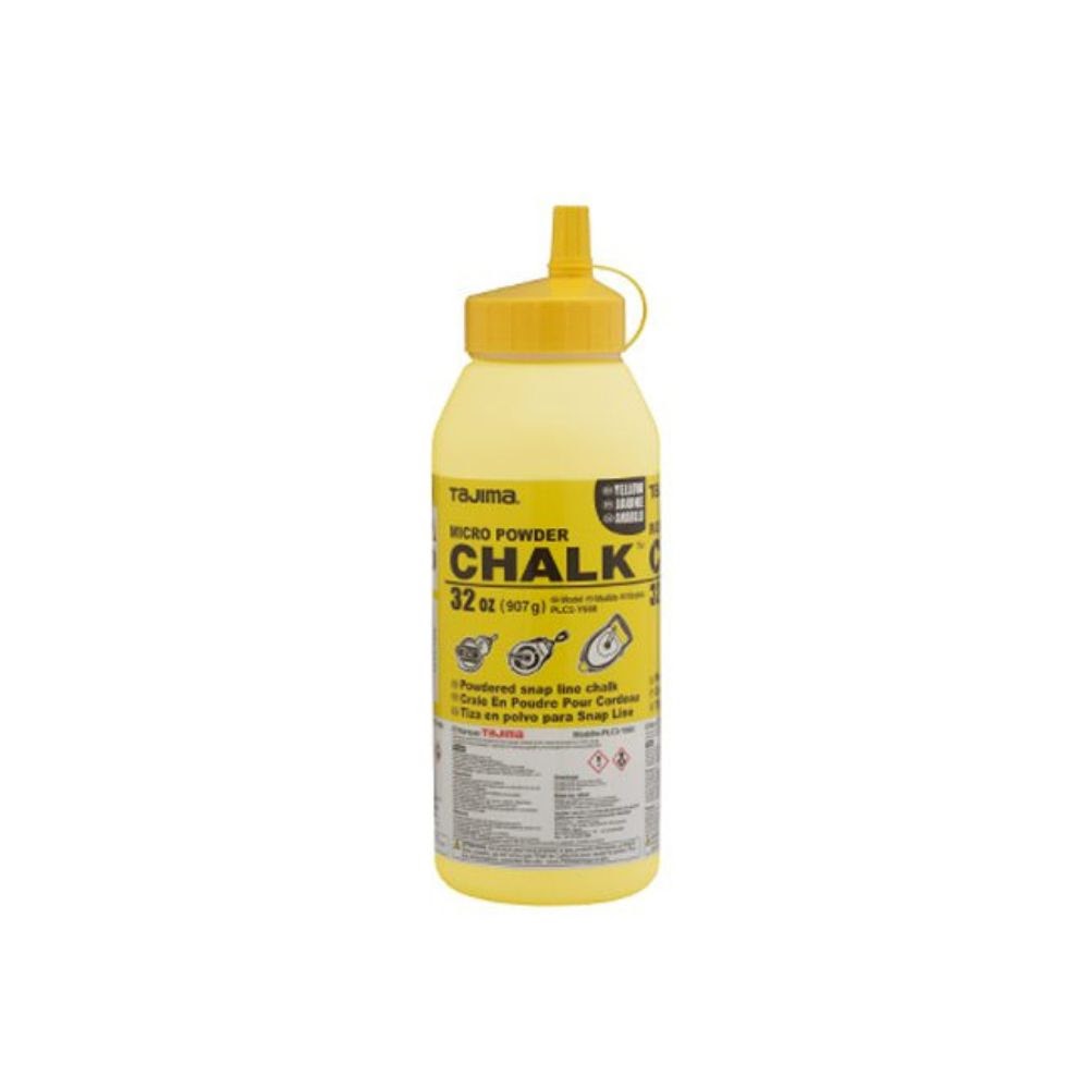 Tajima PLC2-Y900 Micro Chalk Powdered Snap Line Chalk with Easy-Fill Nozzle, Yellow, 32 oz./907 g