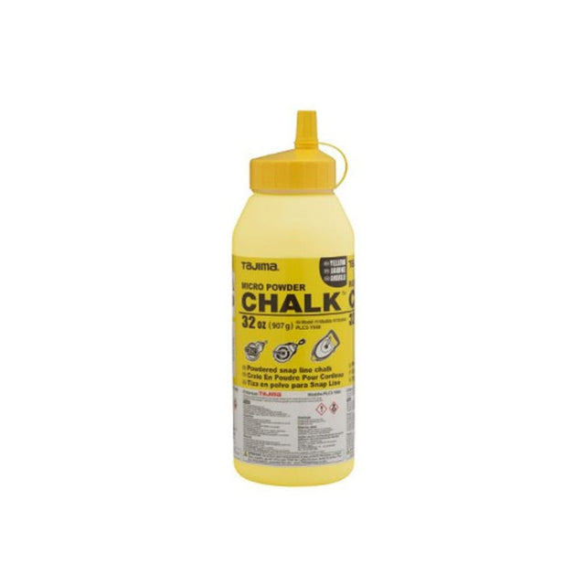 Tajima PLC2-Y900 Micro Chalk Powdered Snap Line Chalk with Easy-Fill Nozzle, Yellow, 32 oz./907 g