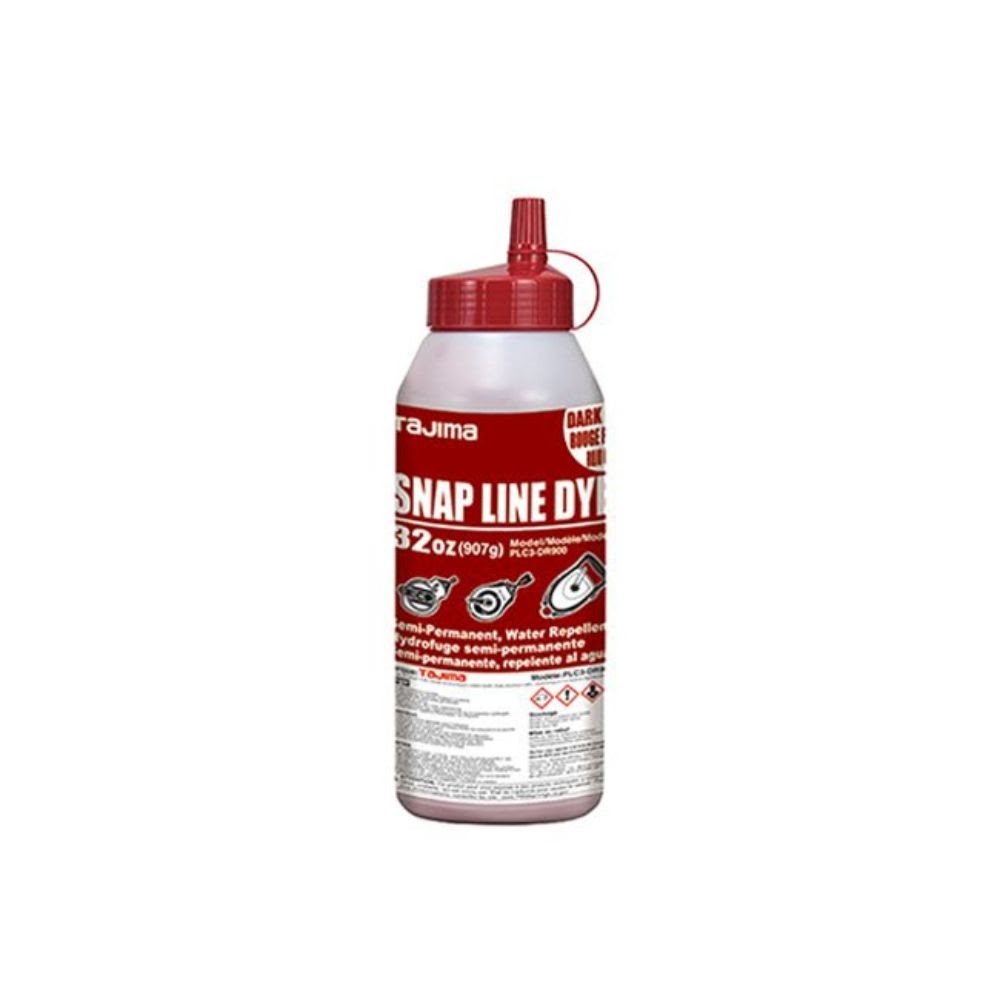 Tajima PLC3-DR900 Snap Line Dye, Permanent Marking Chalk with Easy Fill Nozzle, 907g/32 oz., Dark Red