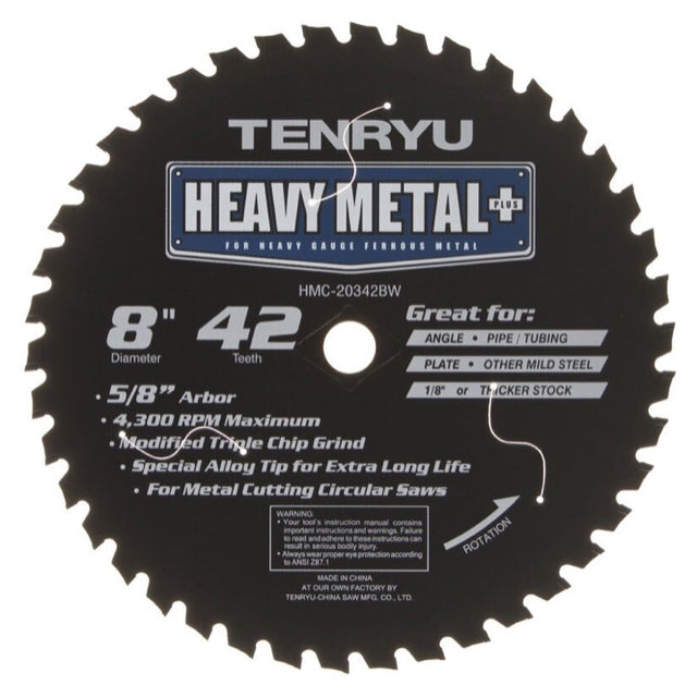 Tenryu HMC-20342BW 8" 42T Heavy Metal Cut Blade 5/8" Arbor