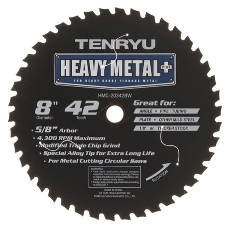 Tenryu HMC-20342BW 8" 42T Heavy Metal Cut Blade 5/8" Arbor