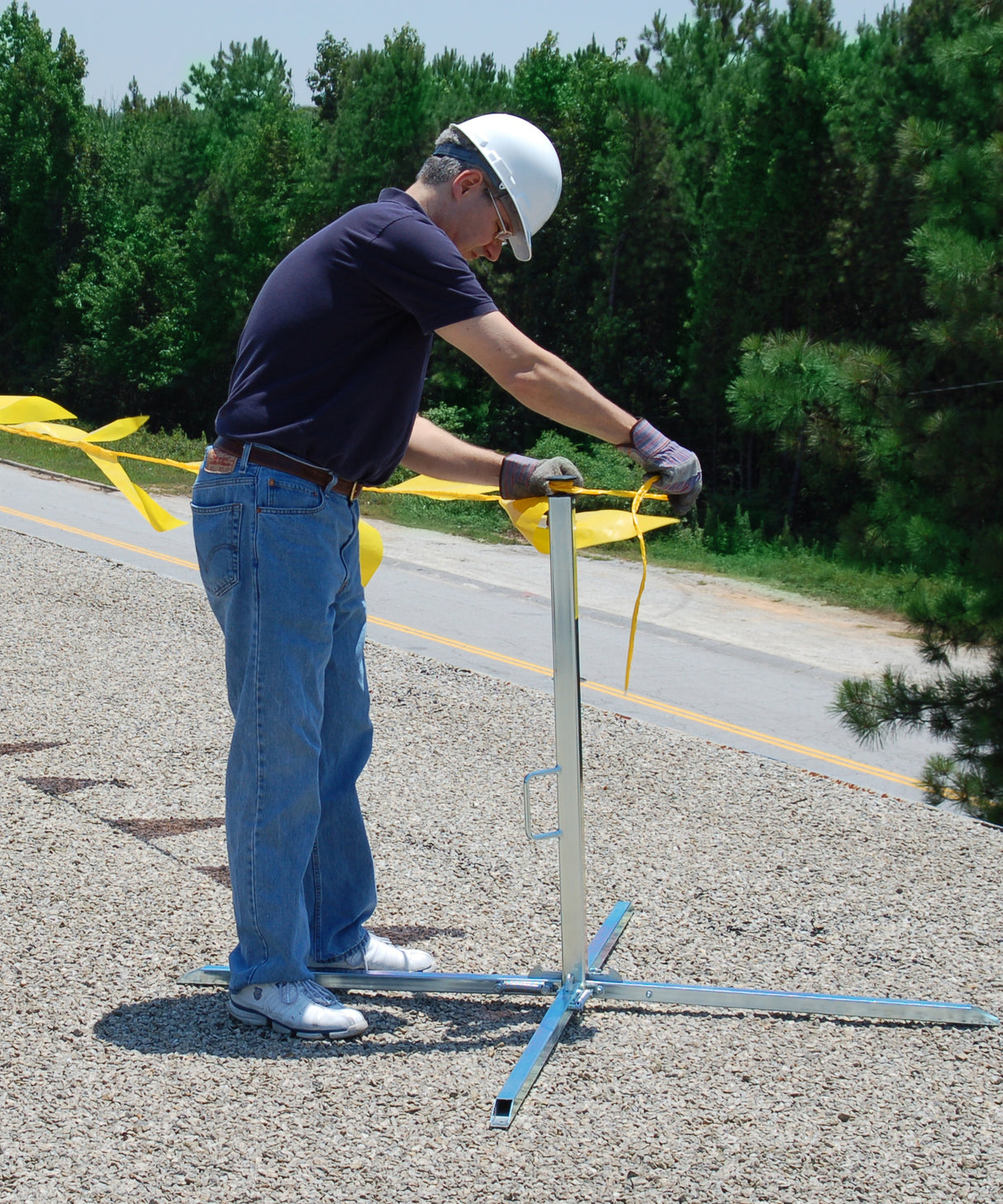 Tie Down 65003 105 Ft Folding Warning Line System w 3 Stanchions Yellow Flag - 3